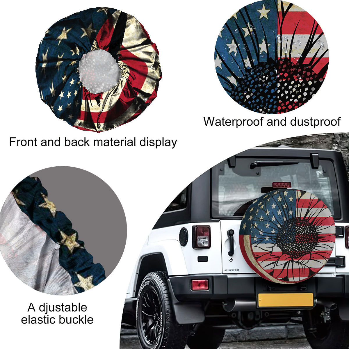 Petthouse | American Flag Custom Tire Cover Us Independence Day Universal Spare Tire Cover Patriotic Gifts