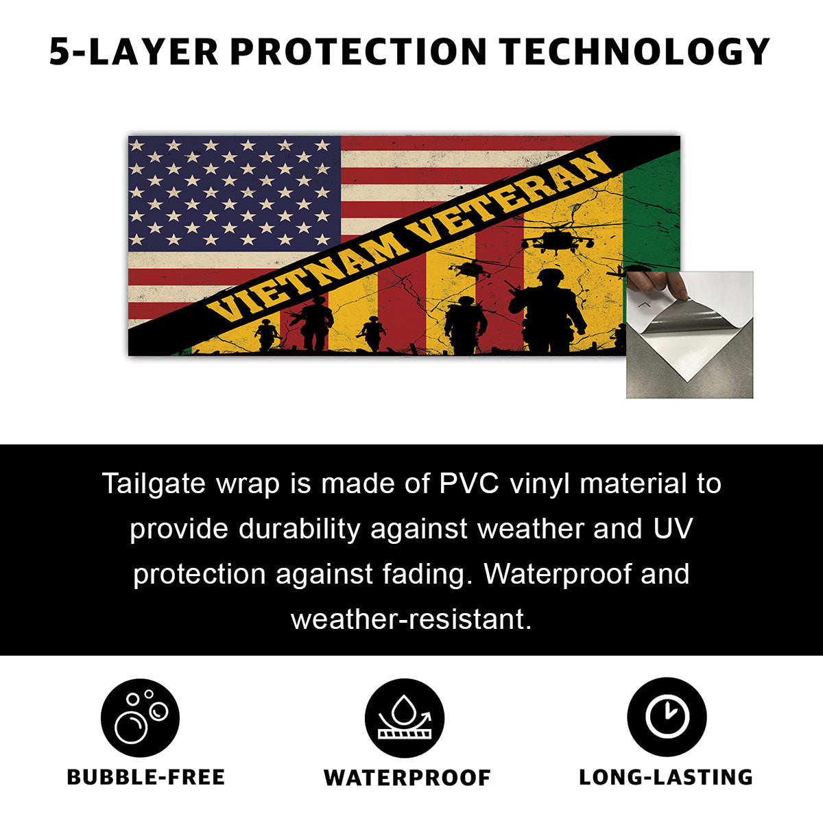 Petthouse | Vietnam Veteran Truck Tailgate Wrap American Flag Tailgate Vinyl Graphic Wrap Car Decorations