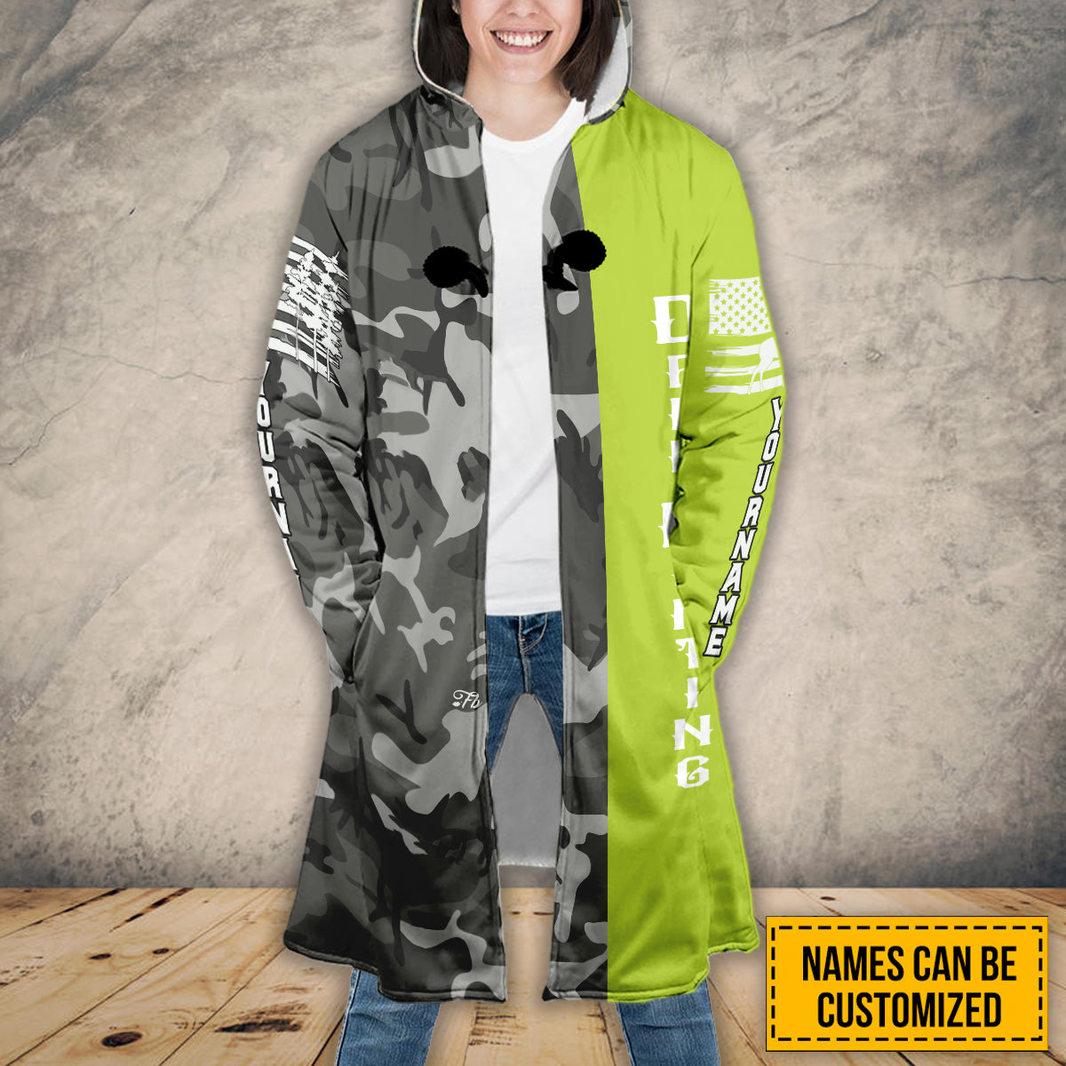 Petthouse | Customized Camo Pattern Hooded Cloak, Deer Hunting Hooded Cloak, Hunter Dad Gift, Deer Hunter Gift