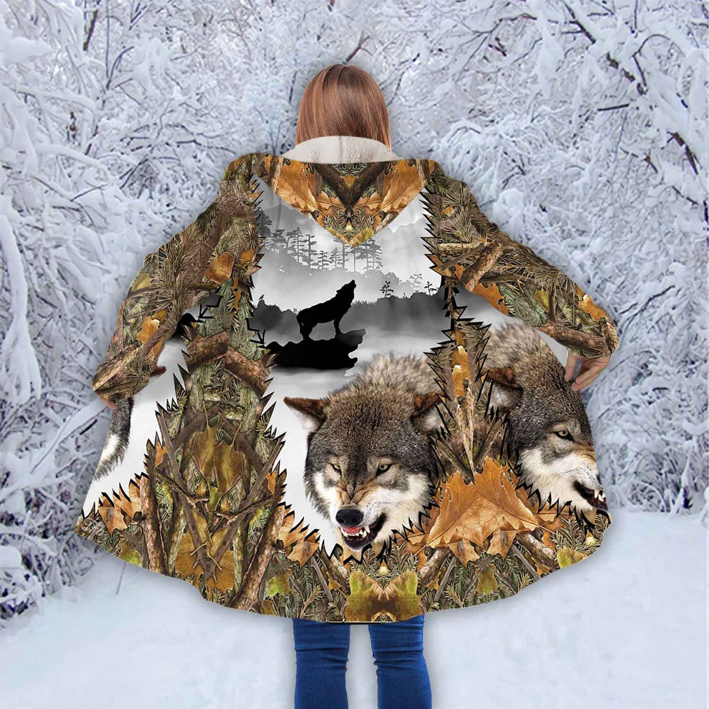 Petthouse | Wolf Wildlife Animal Forest Hooded Cloak, Hunting Wolf Lovers Christmas Day Gift
