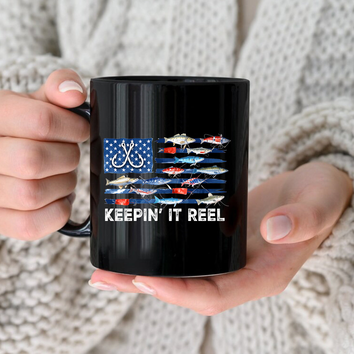 America Fish Flag Shirt, Keep It Reel Fishing Shirt, 4th Of July Bass Fishing Sweatshirt Hoodie, Fishing Gift Mug