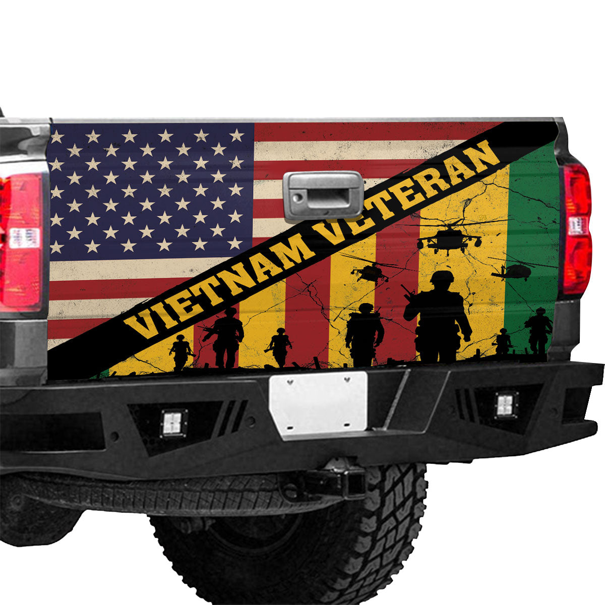 Petthouse | Vietnam Veteran Truck Tailgate Wrap American Flag Tailgate Vinyl Graphic Wrap Car Decorations