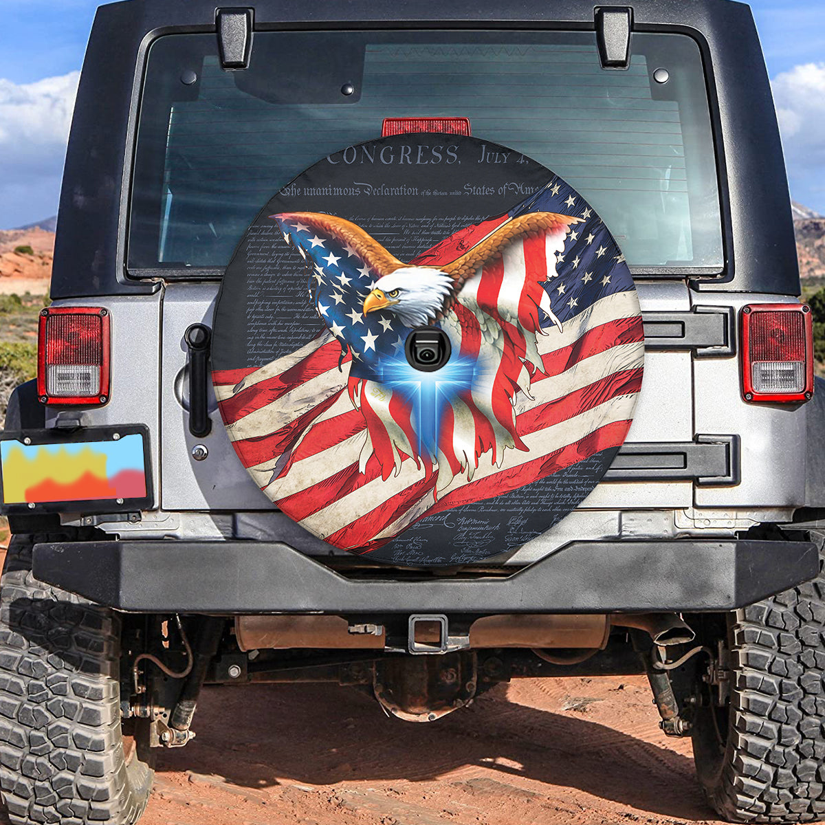 Petthouse | Eagle American Flag Spare Tire Cover Waterproof American Patriot Independence Car Tire Covers