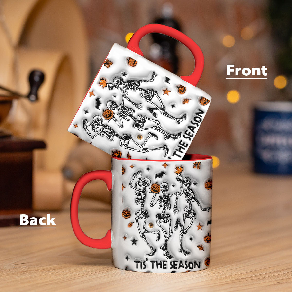 Petthouse | Skeleton Dancing Inflated Effect 3d Coffee Mug, Halloween Tis' The Season, Ghost Spooky Vibes