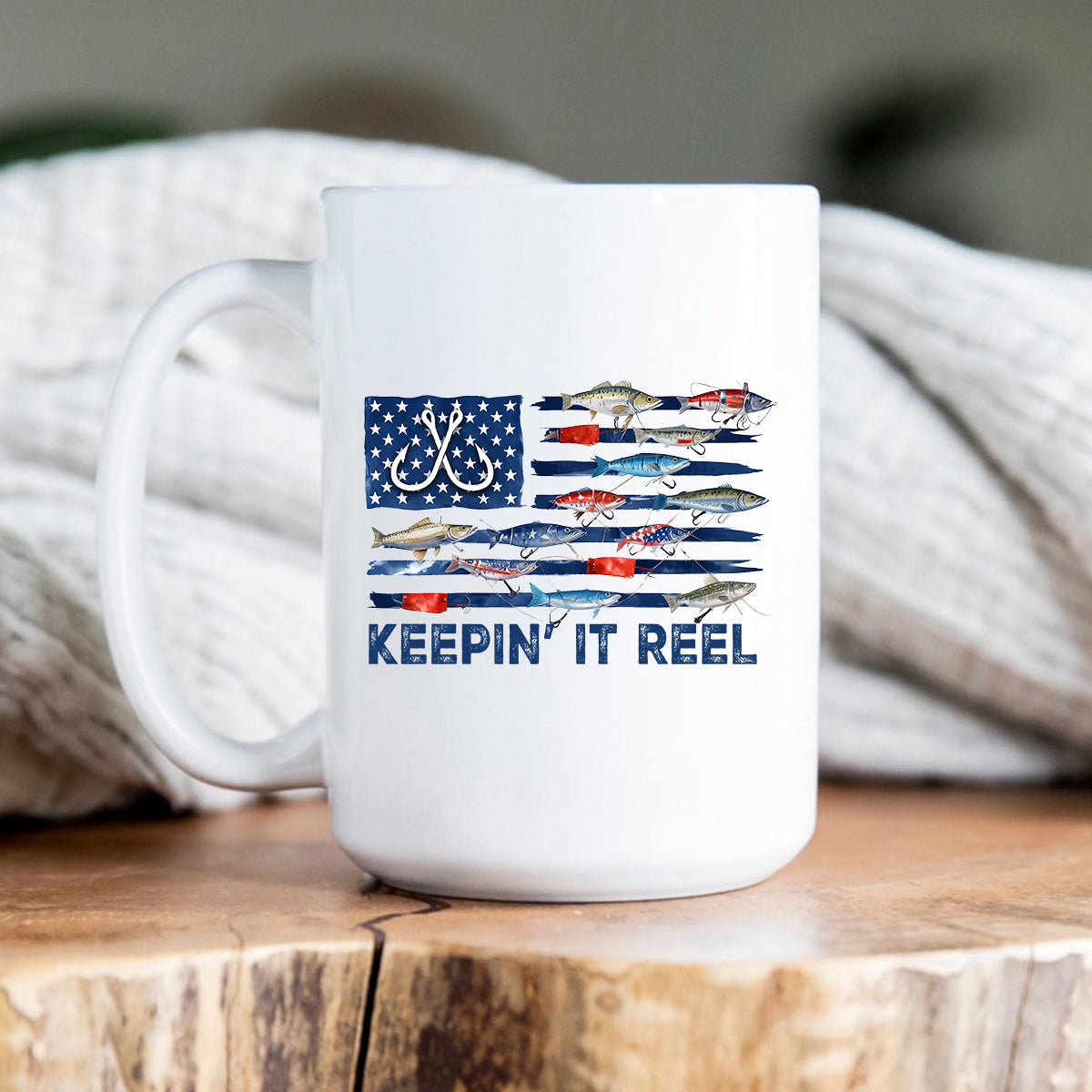 America Fish Flag Shirt, Keep It Reel Fishing Shirt, 4th Of July Bass Fishing Sweatshirt Hoodie, Fishing Gift Mug