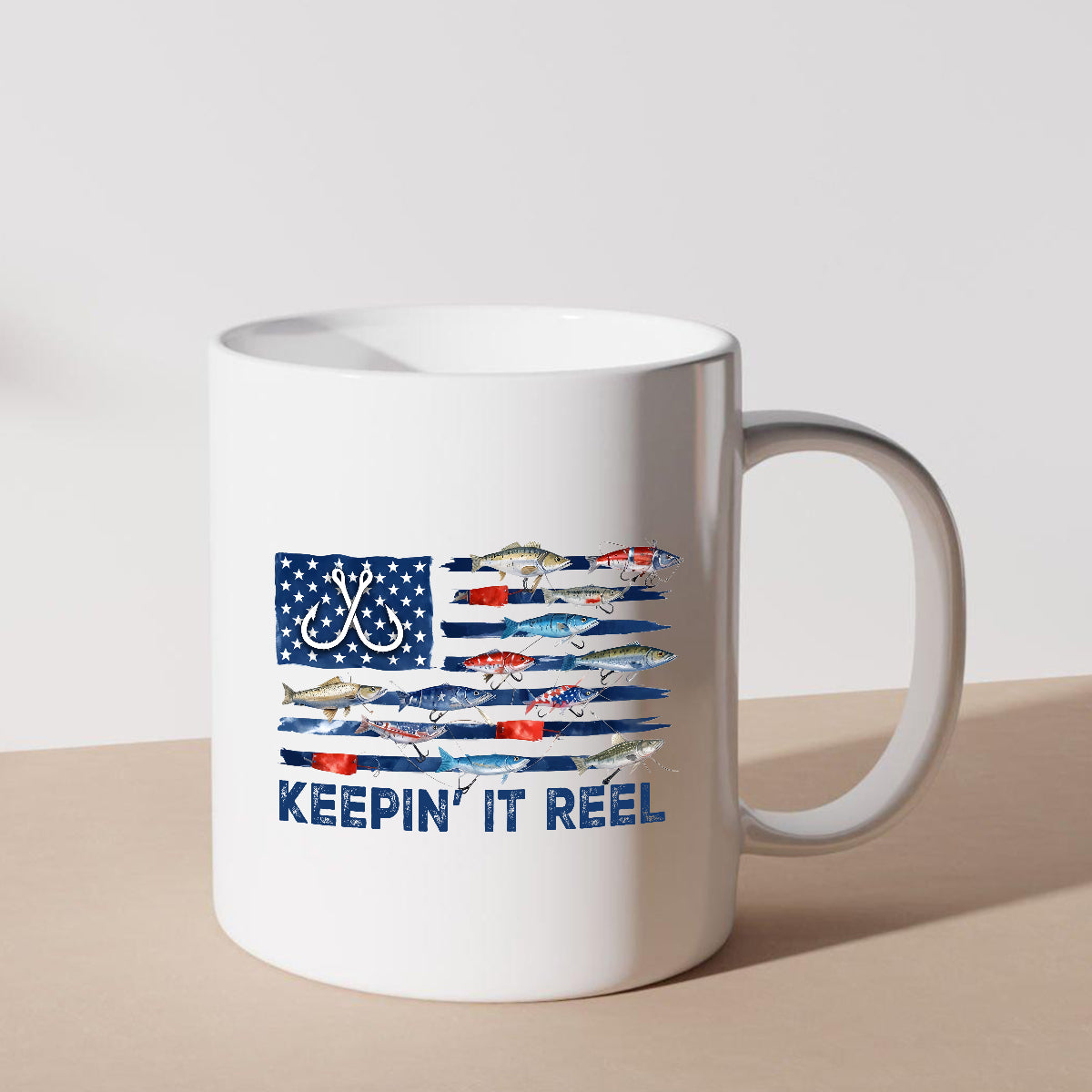 America Fish Flag Shirt, Keep It Reel Fishing Shirt, 4th Of July Bass Fishing Sweatshirt Hoodie, Fishing Gift Mug