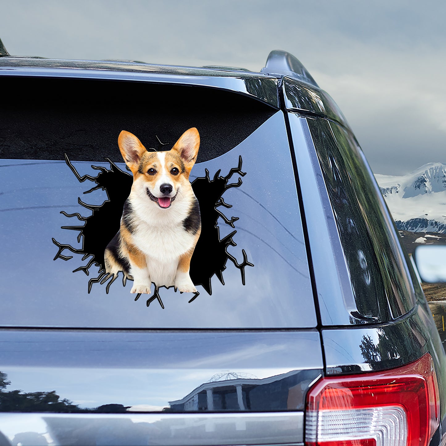 Petthouse | Corgi Glass Crack Funny Window Decal Dog Waterproof Sticker International Dog Day Car Accessory