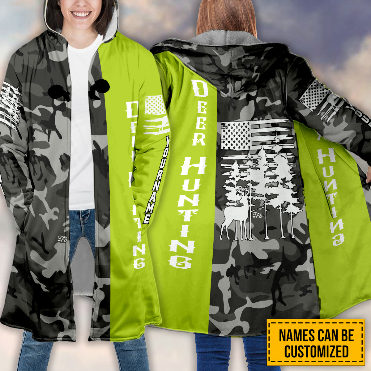 Petthouse | Customized Camo Pattern Hooded Cloak, Deer Hunting Hooded Cloak, Hunter Dad Gift, Deer Hunter Gift
