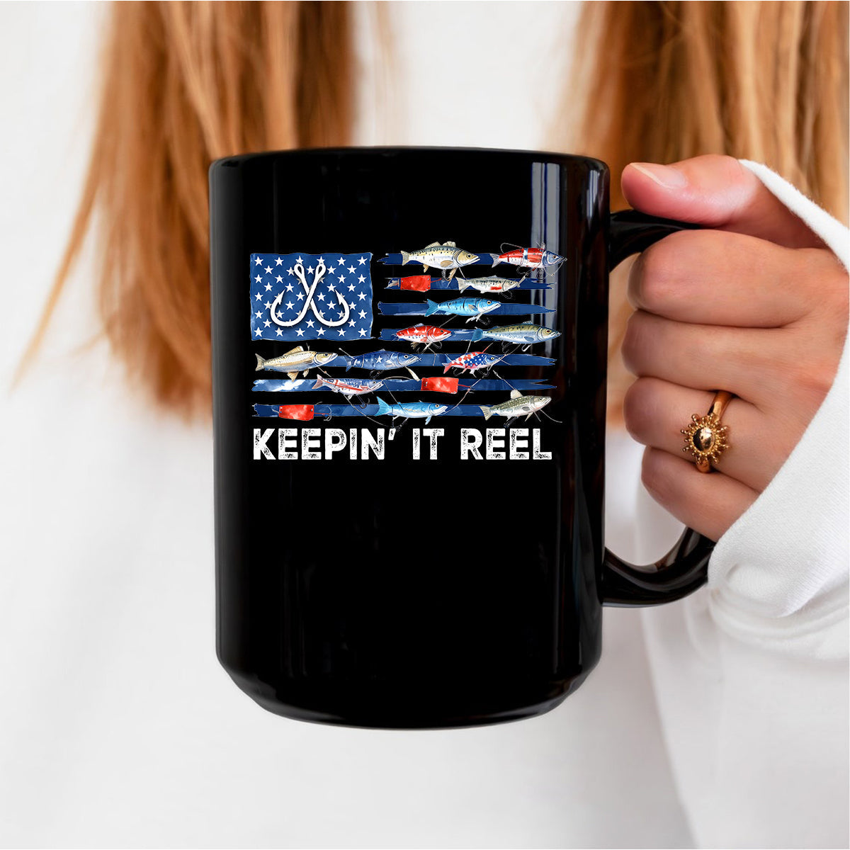 America Fish Flag Shirt, Keep It Reel Fishing Shirt, 4th Of July Bass Fishing Sweatshirt Hoodie, Fishing Gift Mug
