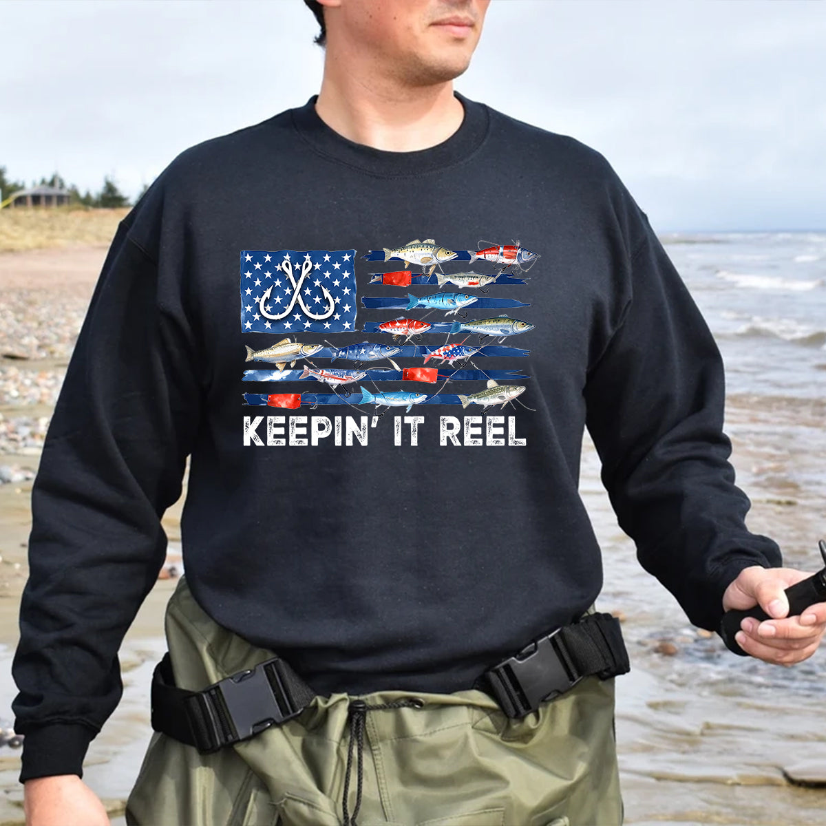 America Fish Flag Shirt, Keep It Reel Fishing Shirt, 4th Of July Bass Fishing Sweatshirt Hoodie, Fishing Gift Mug