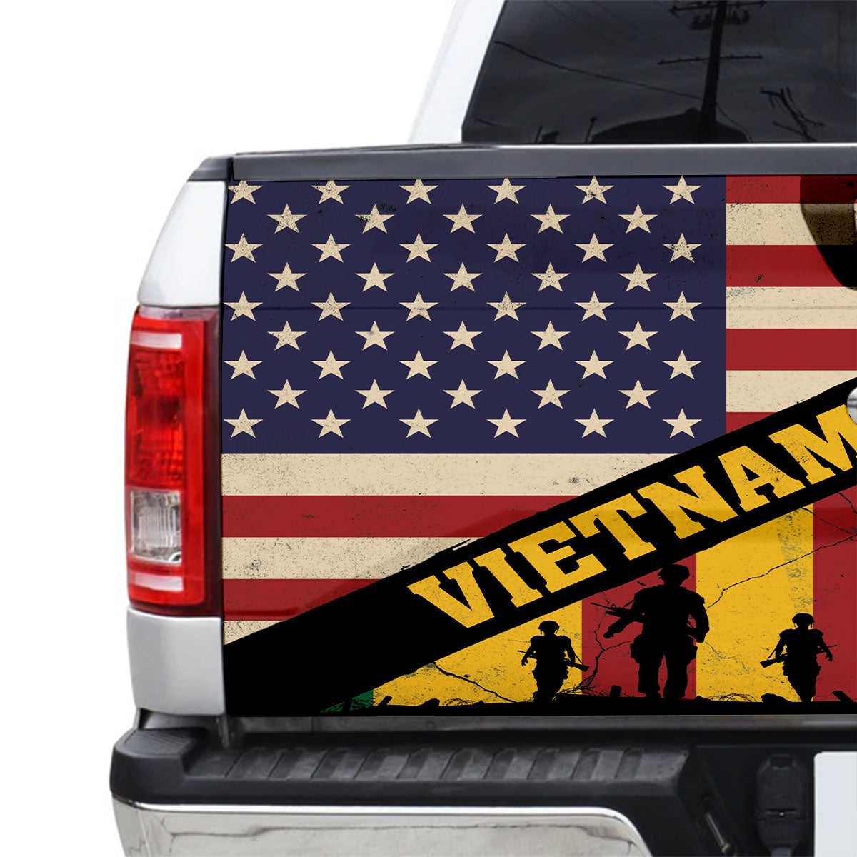 Petthouse | Vietnam Veteran Truck Tailgate Wrap American Flag Tailgate Vinyl Graphic Wrap Car Decorations