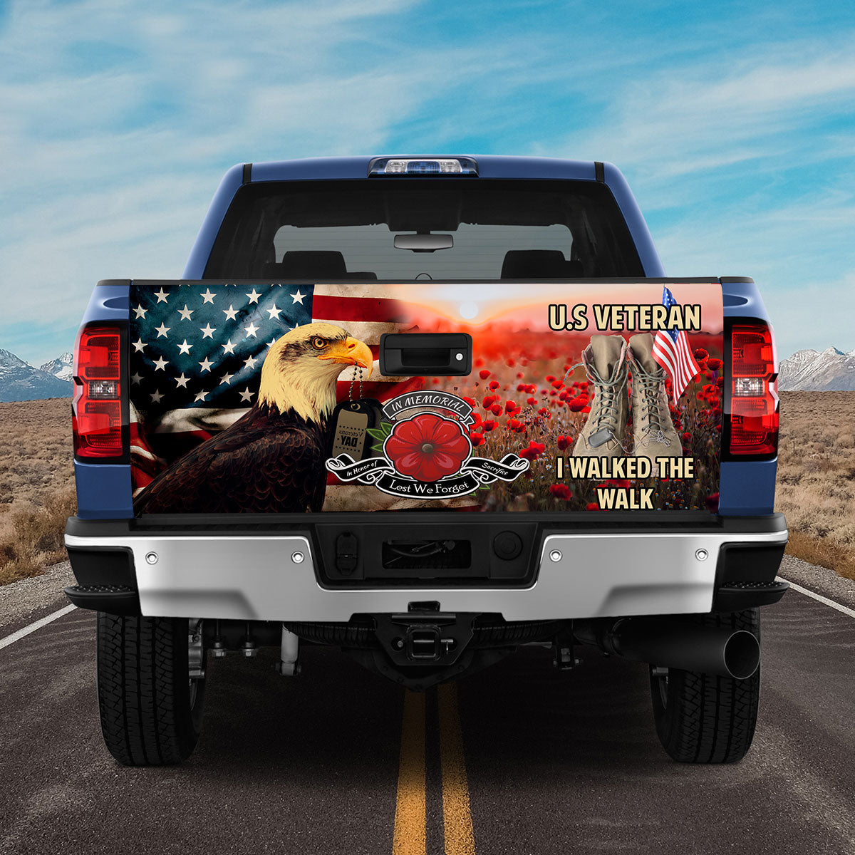 Petthouse | Eagle American In Memorial Lest We Forget Us Veteran I Walked The Walk Tailgate Wrap