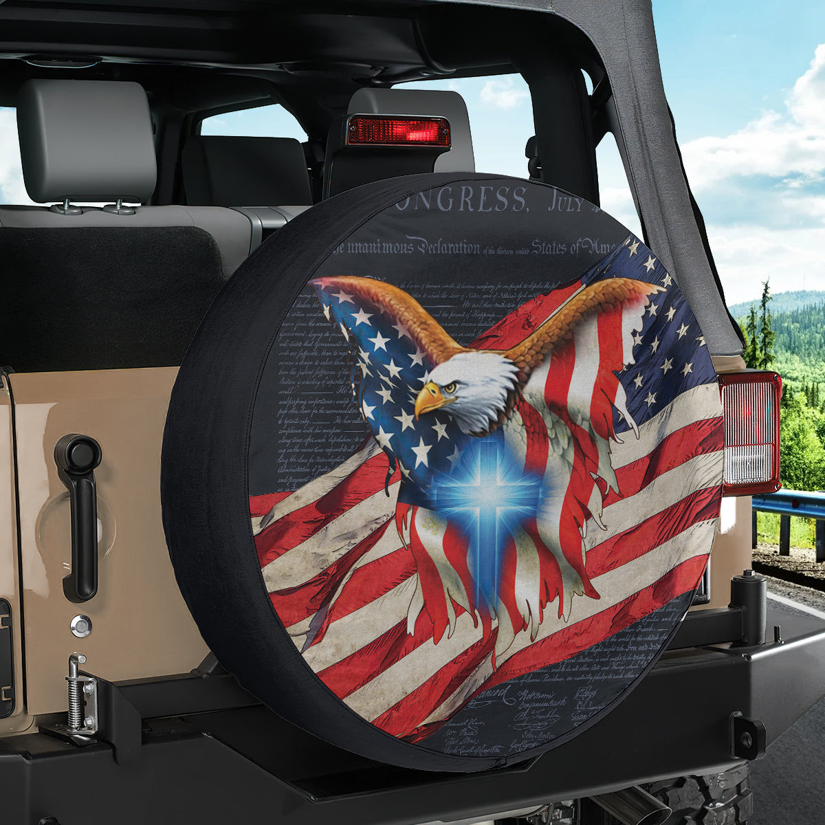 Petthouse | Eagle American Flag Spare Tire Cover Waterproof American Patriot Independence Car Tire Covers