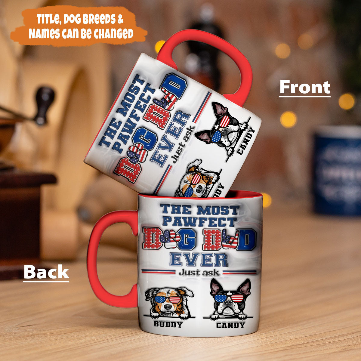 Petthouse | Personalized The Most Pawfect Dog Dad Ever 3d Inflated Effect Printed Mug, Dog Mom