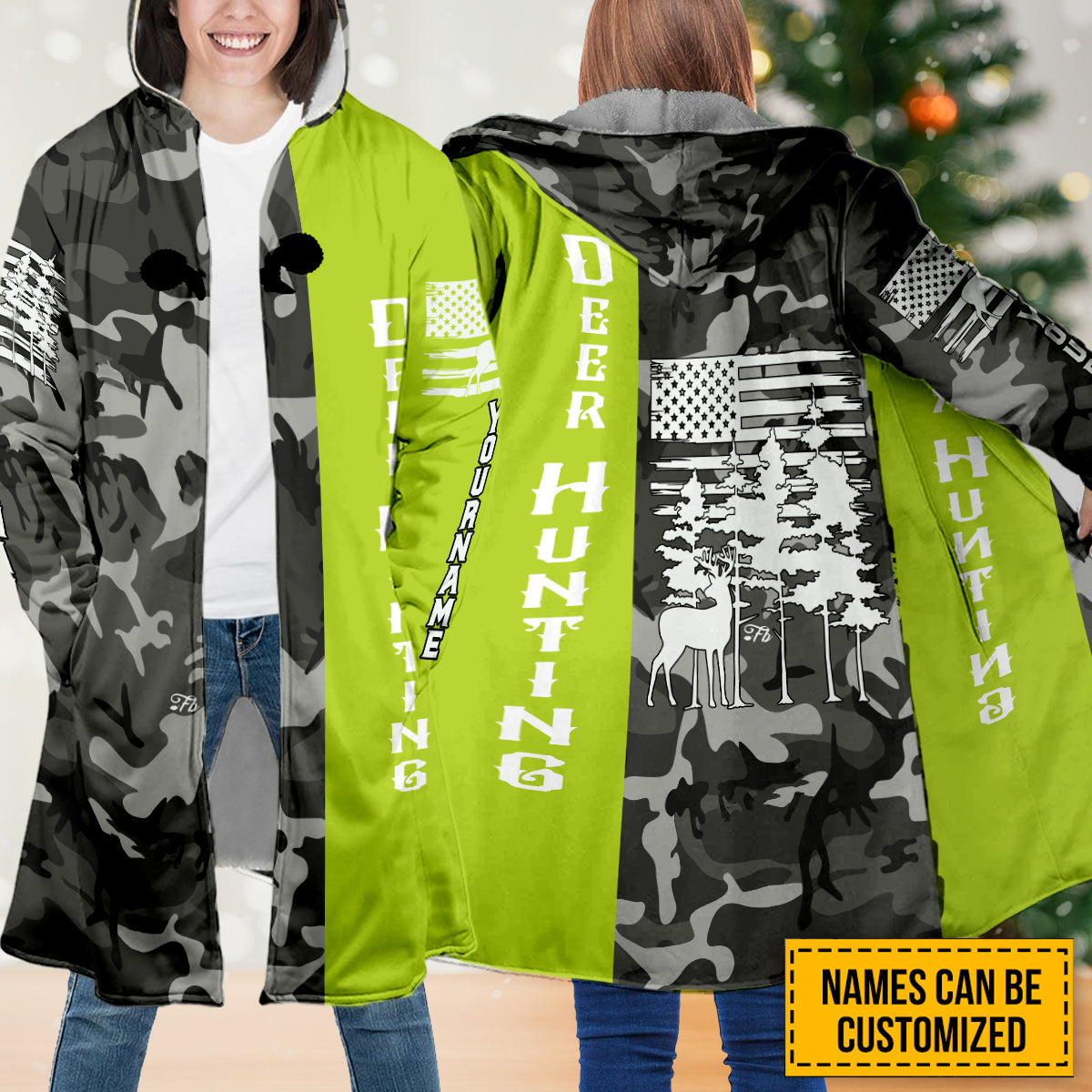 Petthouse | Customized Camo Pattern Hooded Cloak, Deer Hunting Hooded Cloak, Hunter Dad Gift, Deer Hunter Gift