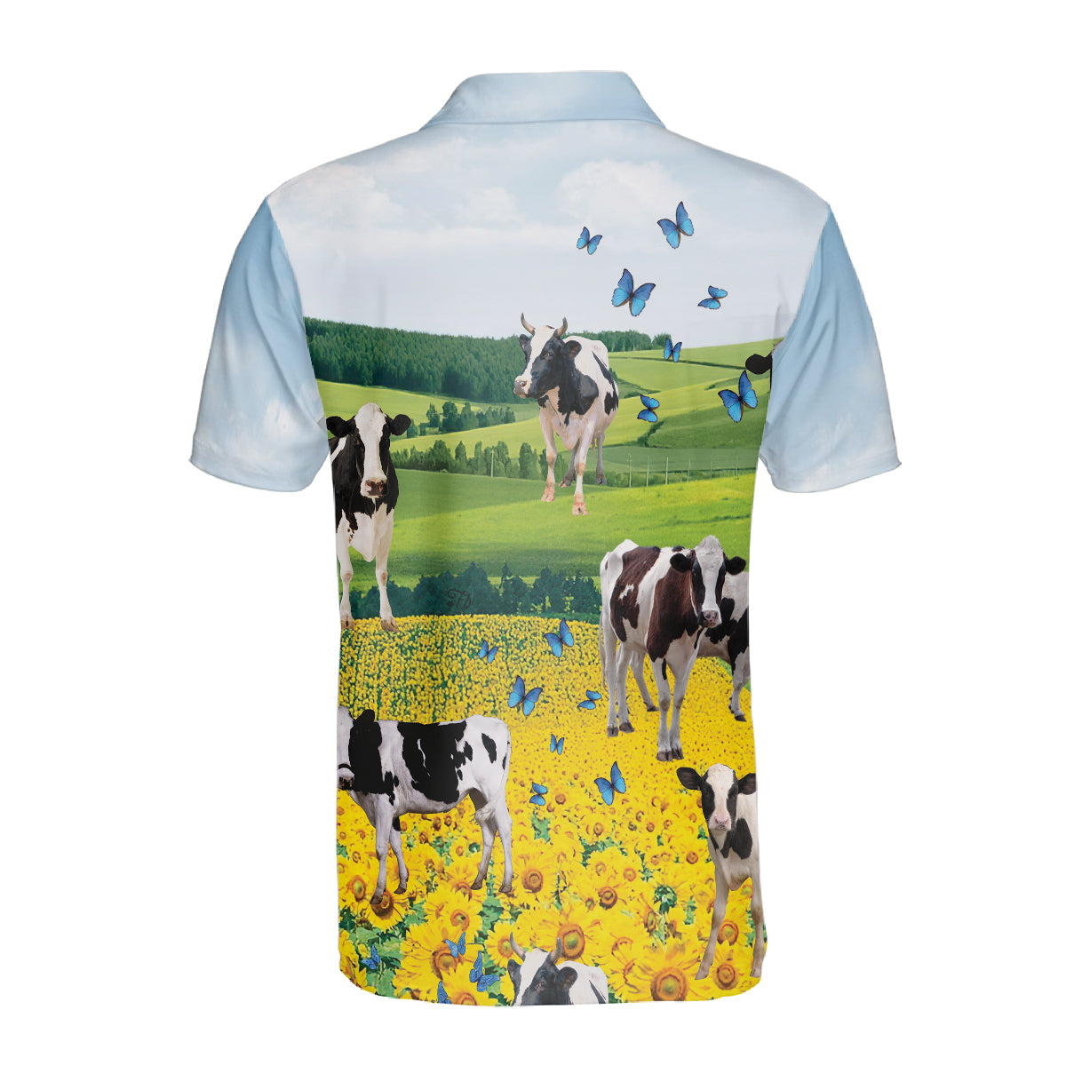 Petthouse | Dairy Cattle Mens Polo Shirts Short Sleeve Cow Sunflower Farmhouse Sports Shirt Farm Gifts