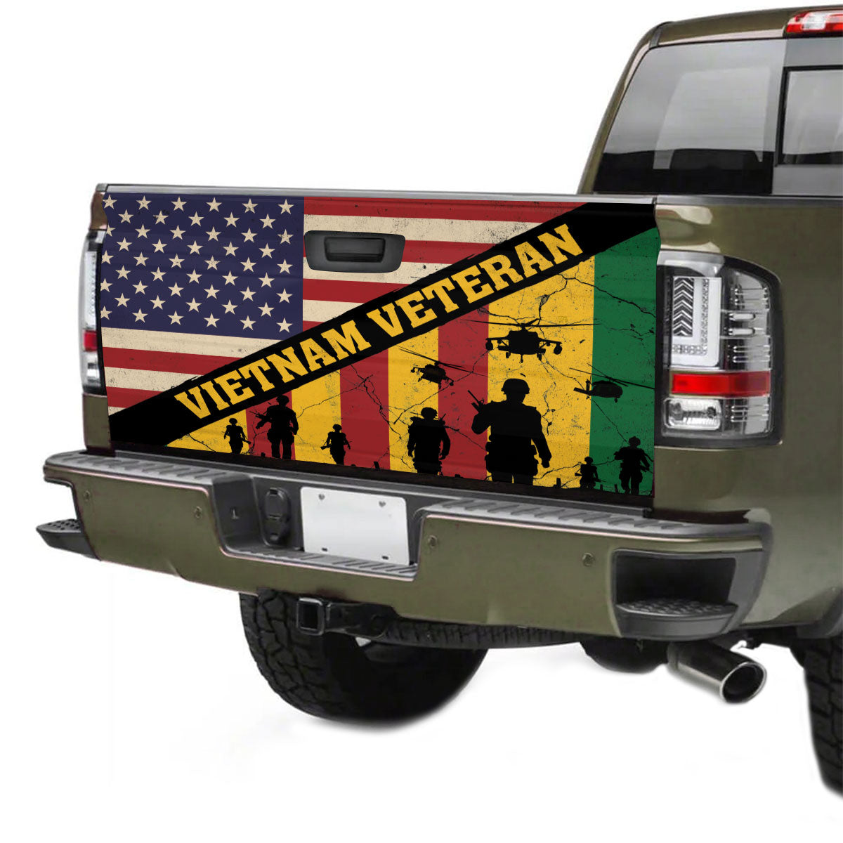 Petthouse | Vietnam Veteran Truck Tailgate Wrap American Flag Tailgate Vinyl Graphic Wrap Car Decorations