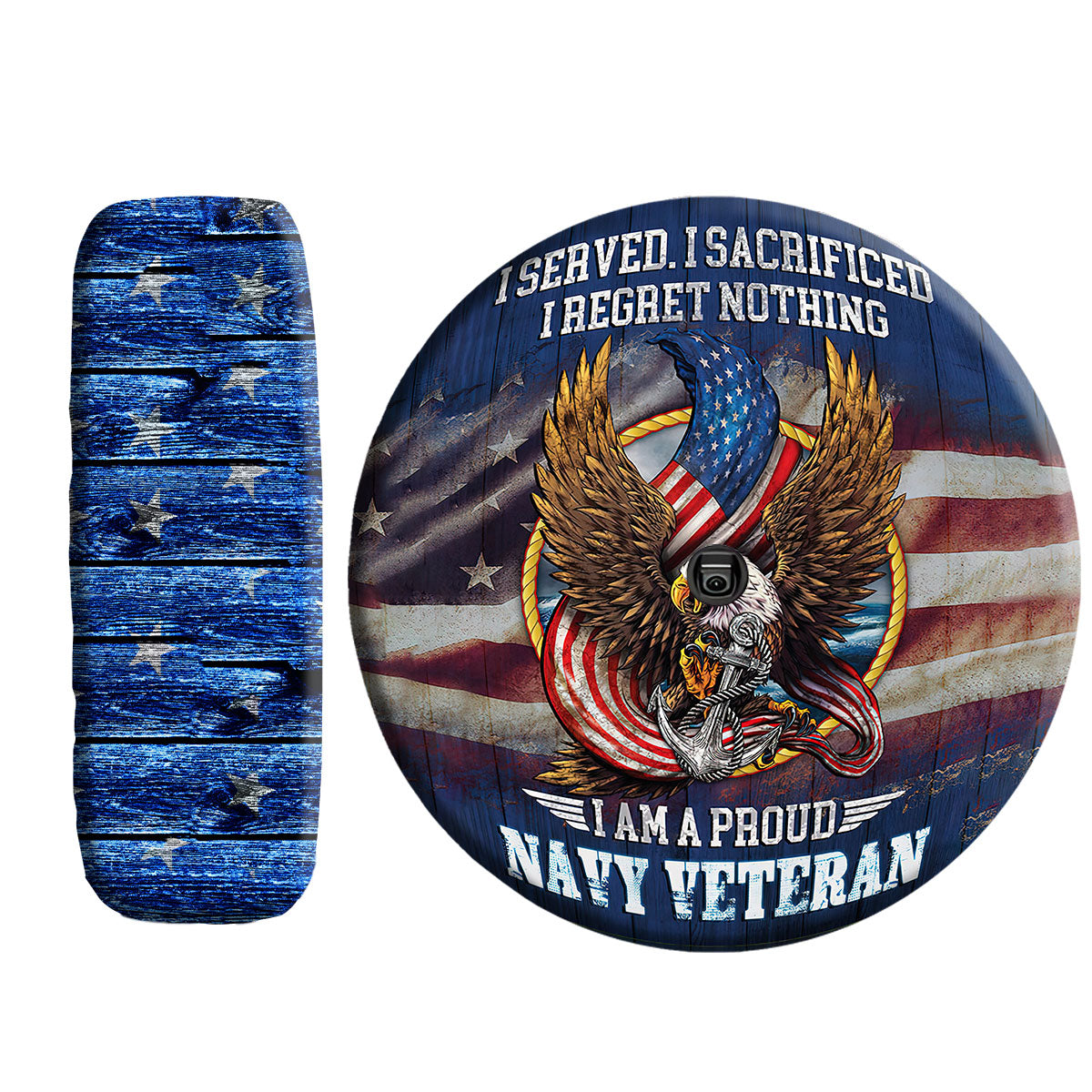 Petthouse | Proud Navy Veteran American Spare Tire Cover Veteran's Day Decor Truck Decoration Daddy Gift