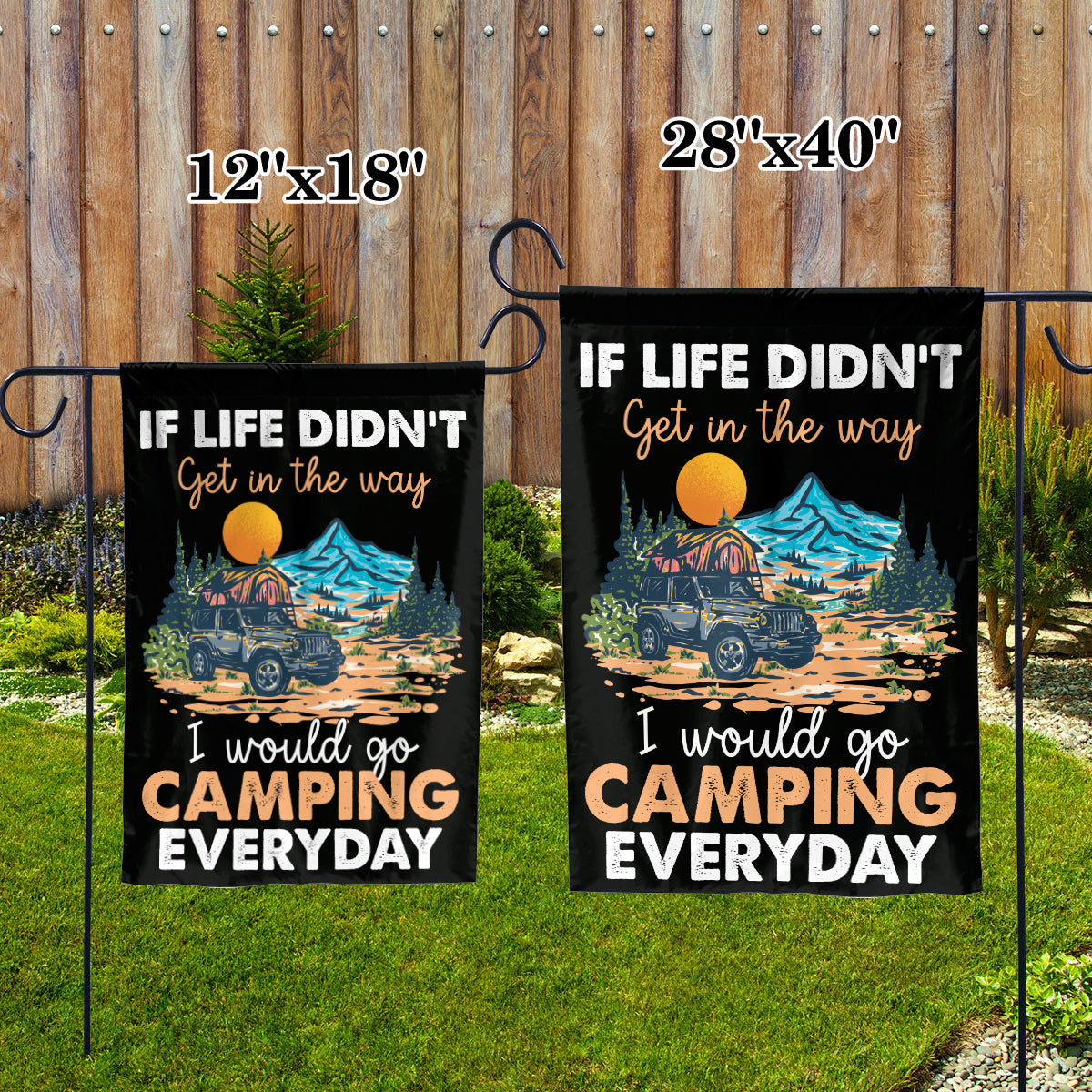 Petthouse | Funny Camping House Flag, I Would Go Camping Everyday Garden Flag, Family Flag, Outdoor Decor Gifts