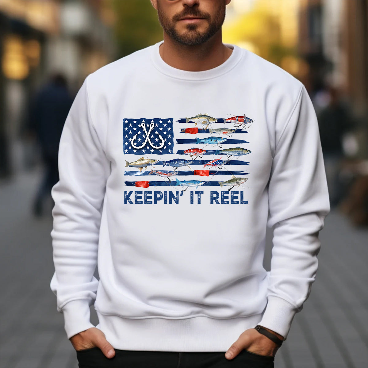 America Fish Flag Shirt, Keep It Reel Fishing Shirt, 4th Of July Bass Fishing Sweatshirt Hoodie, Fishing Gift Mug