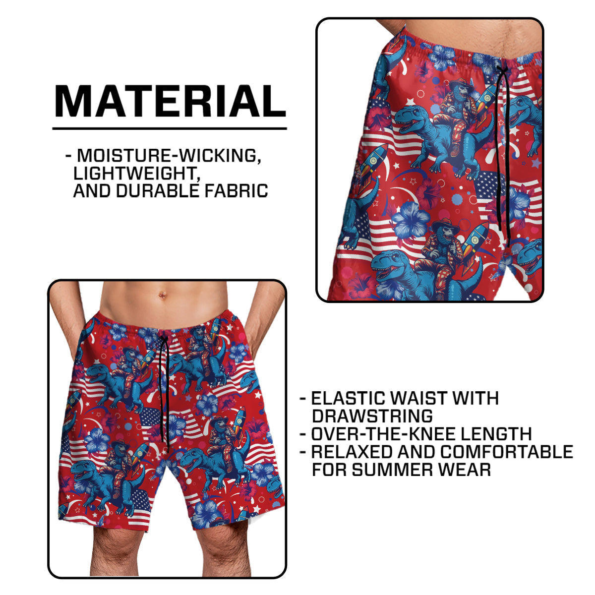 Bigfoot Dinosaur American Hawaiian Shirts, Bigfoot Hawaiian Shirt, Bigfoot Independence Day Shirt, Aloha Summer Beach Shirt & Shorts