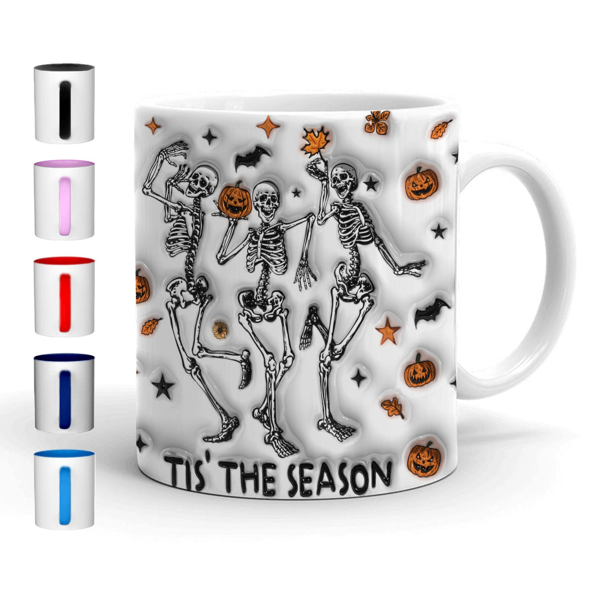 Petthouse | Skeleton Dancing Inflated Effect 3d Coffee Mug, Halloween Tis' The Season, Ghost Spooky Vibes