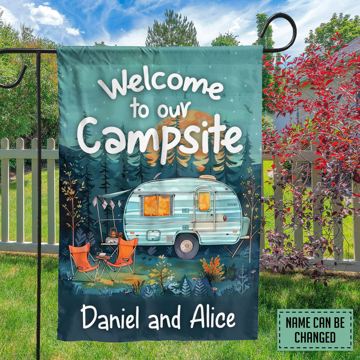 Petthouse | Personalized Camping Flag, Custom Garden Flag, Welcome To Our Camper Flag, Campsite Flag, Camping Gift