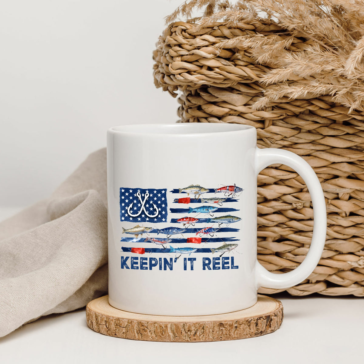America Fish Flag Shirt, Keep It Reel Fishing Shirt, 4th Of July Bass Fishing Sweatshirt Hoodie, Fishing Gift Mug