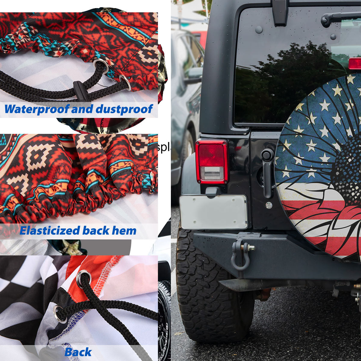 Petthouse | American Flag Custom Tire Cover Us Independence Day Universal Spare Tire Cover Patriotic Gifts
