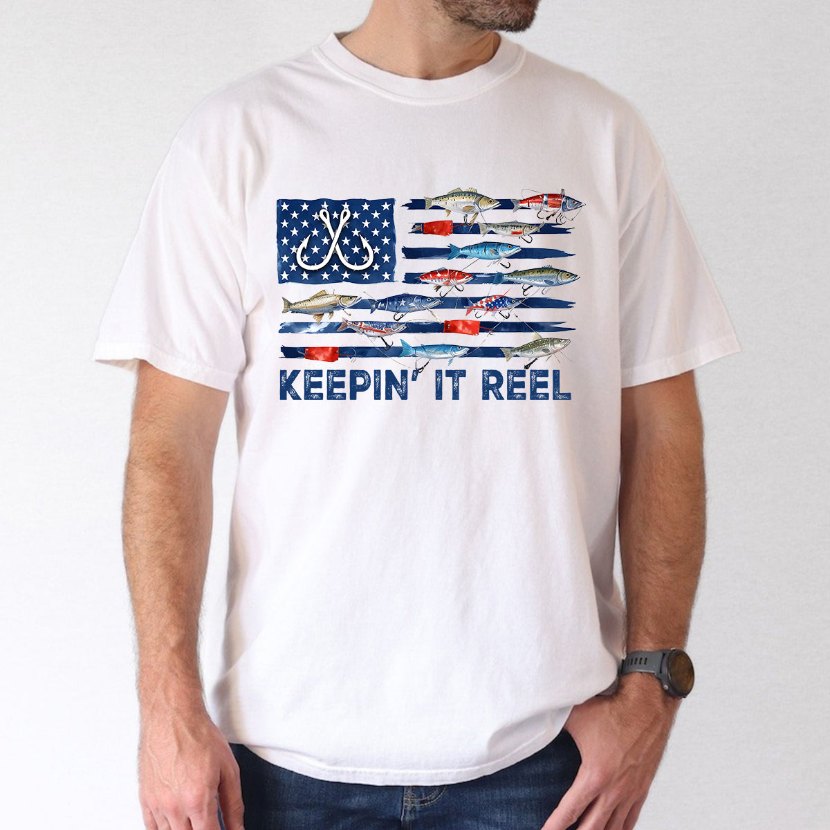 America Fish Flag Shirt, Keep It Reel Fishing Shirt, 4th Of July Bass Fishing Sweatshirt Hoodie, Fishing Gift Mug