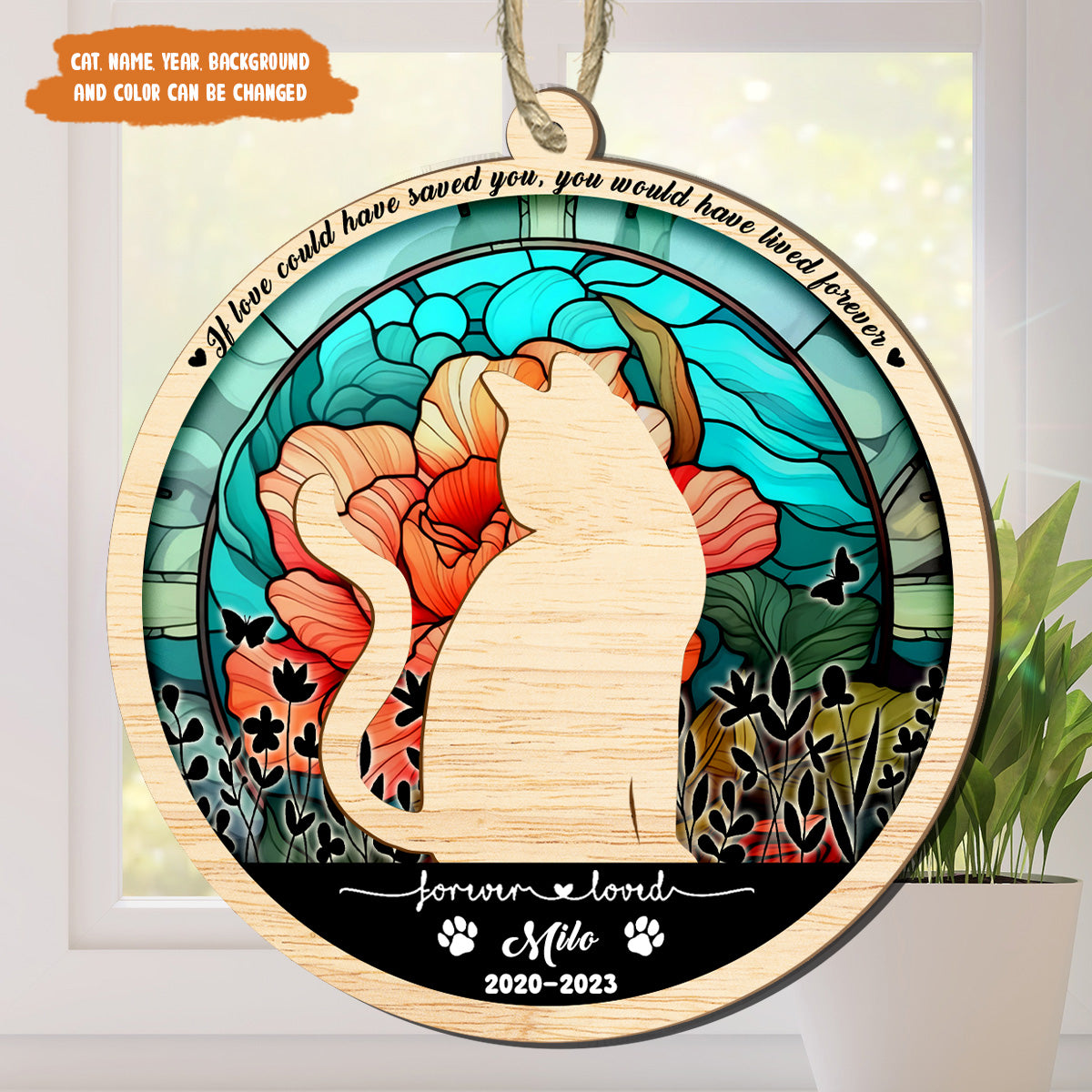 Petthouse | Cat Memorial Suncatcher, Personalized With Cat Breed, Loss Of Cat Sympathy, Gift For Cat Lovers