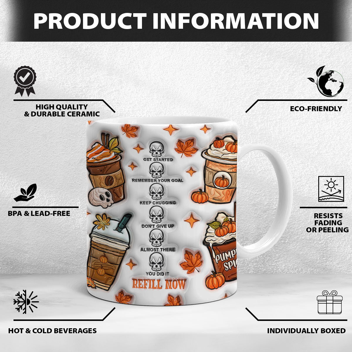 Petthouse | Pumpkin Spice 3d Inflated Mug, Coffee Fall Mug, Pumpkin Spice Latter Mug, Autumn Mug