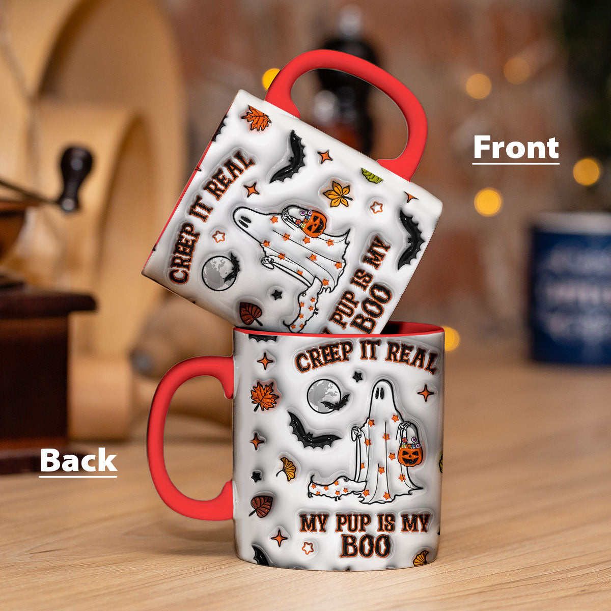 Petthouse | Halloween Ghost Walking Dog Mug, Creep It Real 3d Inflated Effect Printed Mug, Spooky Vibes