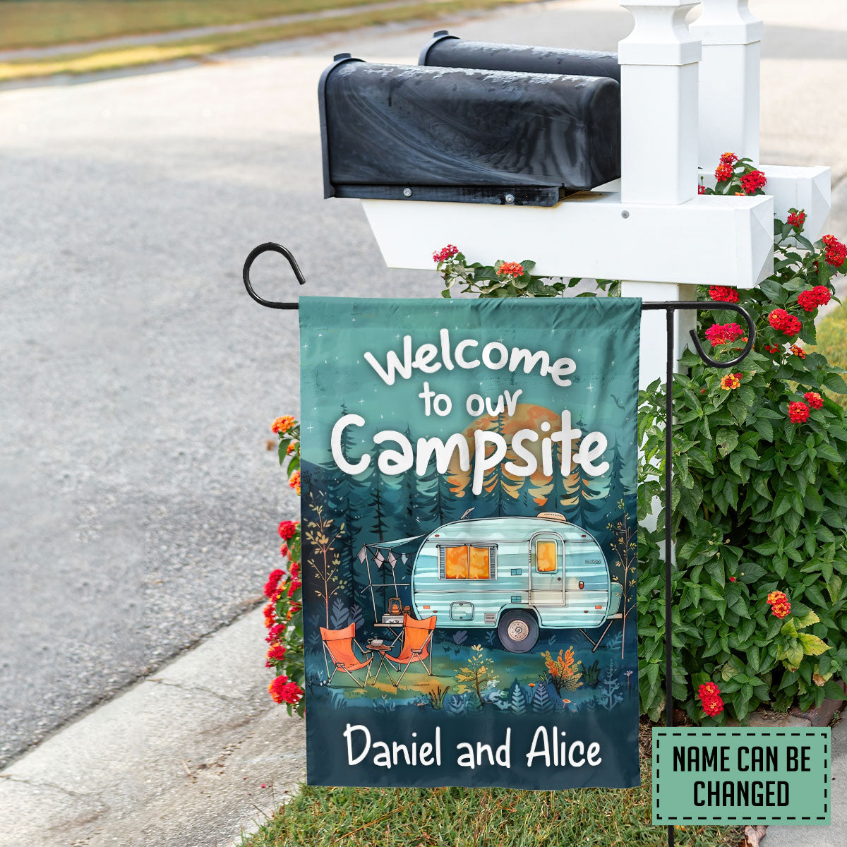 Petthouse | Personalized Camping Flag, Custom Garden Flag, Welcome To Our Camper Flag, Campsite Flag, Camping Gift