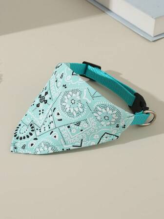 Adjustable Printed Dog Bandana With Bib And Leash Hook, Suitable For Pets