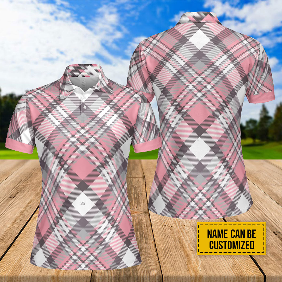 Petthouse | Customized Striped Pattern Women's Polo Style Pinky Stripes Birthday Gift Golfer Gift