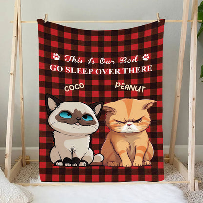 Petthouse | Personalized Sherpa Blanket To Pet Lovers, This Is Our Bet Go Sleep Over There Blanket, Cat Mom Gifts