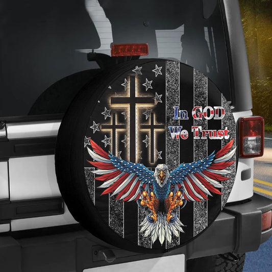 Petthouse | Christian American In God We Trust Spare Wheel Cover Dad Godfather Gift Truck Cover Spare Tire Cover