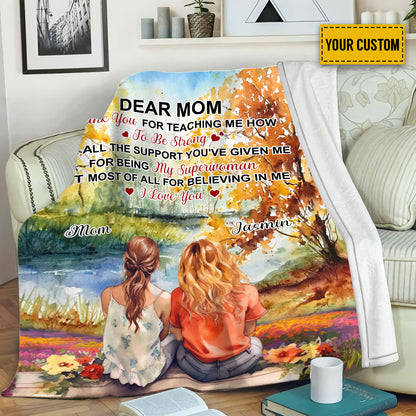 Petthouse | Personalized Dear Mom Fleece Blanket, Thank You For Being My Superwomen Throw Blanket, Family Gifts