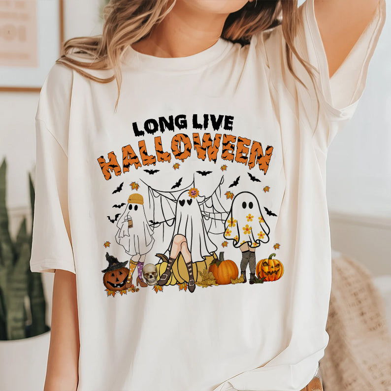 Petthouse | Long Live Halloween Vintage Women Shirt, Spooky Season Tshirt, Cute Ghost Thick Thighs