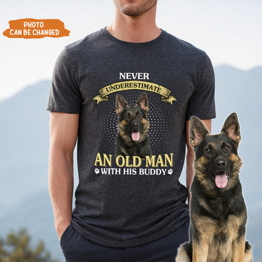 Petthouse | Personalized Dog Father Shirt, Never Underestimate An Old Man Shirt, Gifts For Dad Lover