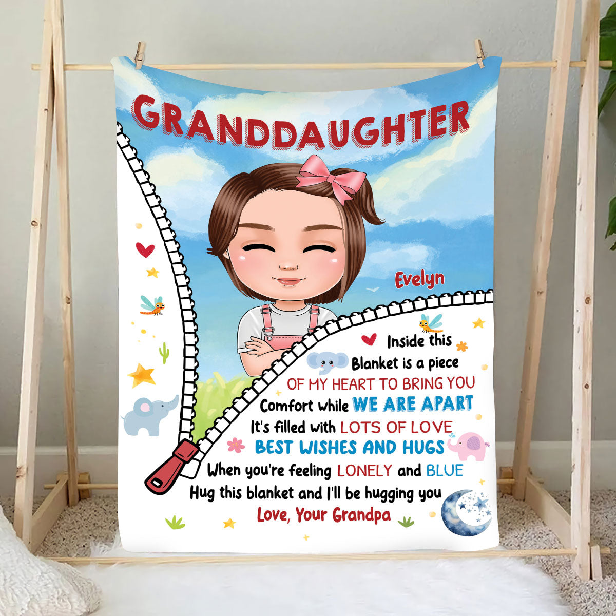 Petthouse | Customized Granddaughter Birth Month Throw Blanket, To My Grandkid Fleece Blanket, I'll Be Hugging You