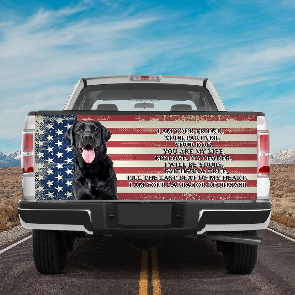 Petthouse | I Am Your Labrador Retriever Dog Tailgate Wrap Tailgate Vinyl Wrap American Flag American