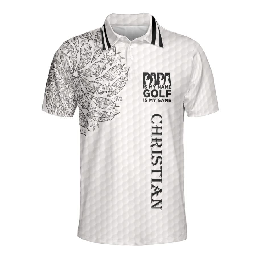 Petthouse | Custom Name Christian Golf Polo Shirt, Papa Is My Name Golf Is My Game Christmas Gift