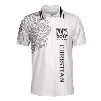 Petthouse | Custom Name Christian Golf Polo Shirt, Papa Is My Name Golf Is My Game Christmas Gift