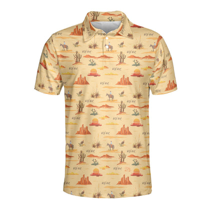 Petthouse | Cactus Cowboys Pattern Printed Polo Shirt, Horse Riding Cactus Lovers Gift