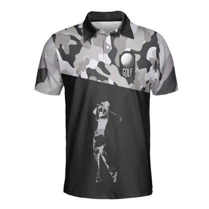 Petthouse | Golf Man Polo Shirt Golf Ball Golf Black Camo Pattern Polo Shirt Unisex Polf Lover