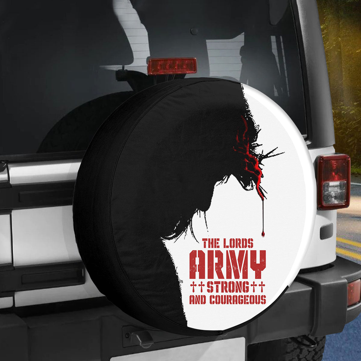 Petthouse | Jesus Portrait Custom Tire Cover Jesus Lover Pastor The Lords Army Strong Spare Tire Cover