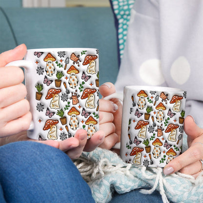 Petthouse | Ghost Mushroom Ceramic Mug, Cute Mushroom 3d Inflated Effect Mug, Thanksgiving Gift Mushroom