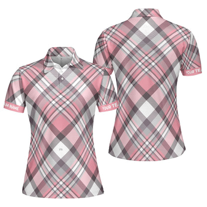 Petthouse | Customized Striped Pattern Women's Polo Style Pinky Stripes Birthday Gift Golfer Gift